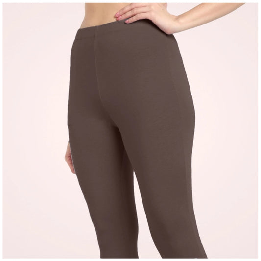 Generic Women's Cotton Blended Solid Ankle legging (Brown)