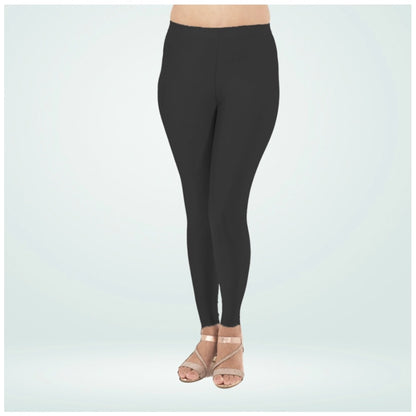 Generic Women's Cotton Blended Solid Shimmer Ankle leggings (Black)