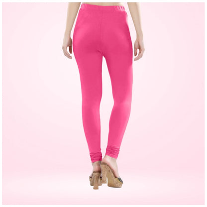 Generic Women's Cotton Blended Solid Churidar leggings (Dark Pink)