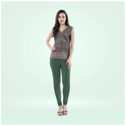 Generic Women's Cotton Blended Solid Churidar leggings (Bottle Green)