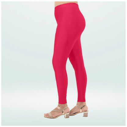 Generic Women's Cotton Blended Solid Shimmer Ankle leggings (Rani)