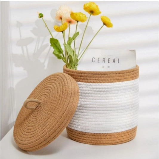 Generic Cotton Basket Pack of 1 Storage Basket For Clothes (White)