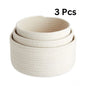 Generic Cotton Round Basket Pack of 3 Storage Basket For Clothes (White)