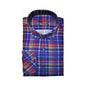 Generic Men's Cotton Lycra Full Sleeve Checked Casual Shirt (Blue Red)