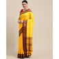 Generic Women's Cotton Silk Checkered Saree With Unstitched Blouse 5.5Mtr (Yellow)