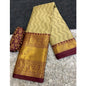 Generic Women's Cotton Silk Printed Saree With Unstitched Blouse 5.5Mtr (Brown)