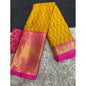 Generic Women's Cotton Silk Printed Saree With Unstitched Blouse 5.5Mtr (Mustard)