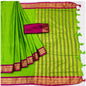 Generic Women's Cotton Silk Solid Saree With Unstitched Blouse 5.5Mtr (Green)