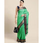 Generic Women's Cotton Silk Checkered Saree With Unstitched Blouse 5.5Mtr (Green)