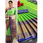Generic Women's Cotton Silk Woven Design Saree With Unstitched Blouse 5.5Mtr (Green)