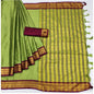 Generic Women's Cotton Silk Solid Saree With Unstitched Blouse 5.5Mtr (Light Green)