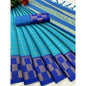 Generic Women's Cotton Silk Printed Saree With Unstitched Blouse 5.5Mtr (Sky Blue)
