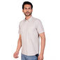 Generic Men's Casual Cotton Half Sleeve Solid Shirt (Grey)