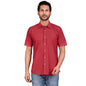 Generic Men's Casual Cotton Half Sleeve Solid Shirt (Red)
