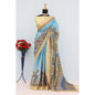 Generic Women's Mysore Silk  Digital Print Saree With Unstitched Blouse 5.5Mtr (Sky Blue)