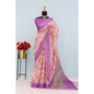 Generic Women's Linen Digital Print Saree With Unstitched Blouse 5.5Mtr (Purple)