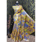 Generic Women's Cotton Linen Woven Design Saree With Unstitched Blouse 5.5Mtr (Yellow)
