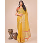 Generic Women's Organza Printed Saree With Unstitched Blouse 5.5Mtr (Yellow)