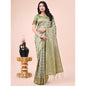 Generic Women's Cotton Printed Saree With Unstitched Blouse 5.5Mtr (Mhendi Green)