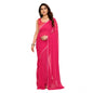 Generic Women's Small Lace Georgette Embellished Ready-to-Wear Saree With Unstitched Blouse 5.5 Mtr (Dark Pink)