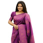 Generic Women's Silk Printed Saree With Unstitched Blouse 5.5Mtr (Purple)