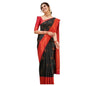 Generic Women's Silk Printed Saree With Unstitched Blouse 5.5Mtr (Black)