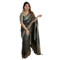 Generic Women's Silk Printed Saree With Unstitched Blouse 5.5Mtr (Black)