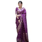 Generic Women's Silk Printed Saree With Unstitched Blouse 5.5Mtr (Purple)