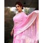 Generic Women's Cotton  Printed Saree With Unstitched Blouse 5.5Mtr (Pink)