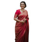Generic Women's Silk Printed Saree With Unstitched Blouse 5.5Mtr (Red)