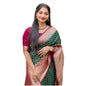 Generic Women's Silk Printed Saree With Unstitched Blouse 5.5Mtr (Green-Red)