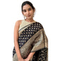 Generic Women's Silk Printed Saree With Unstitched Blouse 5.5Mtr (Black)