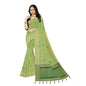 Generic Women's Banarasi Printed Saree With Unstitched Blouse 5.5Mtr (Light Green)