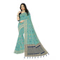 Generic Women's Banarasi Printed Saree With Unstitched Blouse 5.5Mtr (Firozi)