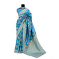 Generic Women's Banarasi Printed Saree With Unstitched Blouse 5.5Mtr (Aqua Blue)