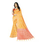 Generic Women's Banarasi Printed Saree With Unstitched Blouse 5.5Mtr (Yellow)