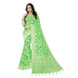 Generic Women's Cotton Printed Saree With Unstitched Blouse 5.5Mtr (Green)