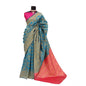 Generic Women's Banarasi Printed Saree With Unstitched Blouse 5.5Mtr (Aqua Blue)