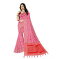 Generic Women's Banarasi Printed Saree With Unstitched Blouse 5.5Mtr (Pink)