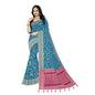 Generic Women's Banarasi Printed Saree With Unstitched Blouse 5.5Mtr (Aqua Blue)