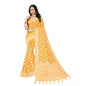 Generic Women's Cotton Printed Saree With Unstitched Blouse 5.5Mtr (Yellow)