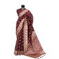 Generic Women's Satin Printed Saree With Unstitched Blouse 5.5Mtr (Brown)