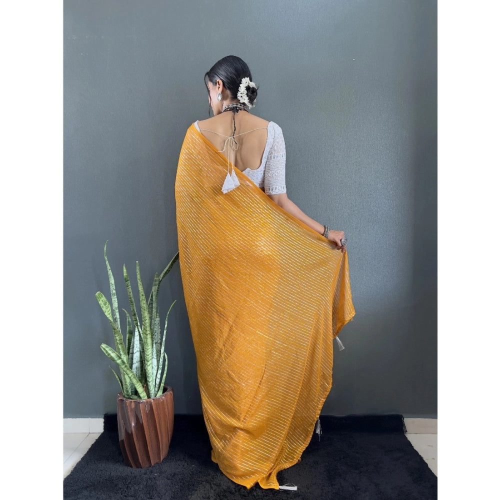 Generic Women's Chiffon Woven Bollywood Saree With Unstitched Blouse (5.5Mtr, Mustard)