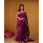Generic Women's Silk Blend Self Design Bollywood Saree With Unstitched Blouse (5.5Mtr, Purple)