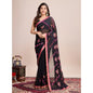 Generic Women's Georgette Printed  Saree With Unstitched Blouse (5.5Mtr, Pink)
