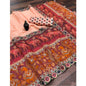 Generic Women's linen Digital Print Saree With Unstitched Blouse 5.5Mtr (Peach)