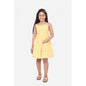 Generic Girl's Polyester Cotton Blend Striped Sleeveless Round Neck Dress (Yellow)