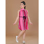 Generic Girl's Polyester Crepe Printed Sleeveless Round Neck Dress (Pink)