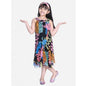 Generic Girl's Polyester Crepe Floral Printed Sleeveless Round Neck Dress (Multicolor)