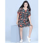 Generic Girl's Polyester Moss Printed Kaftan Sleeve Round Neck Dress (Multicolor)